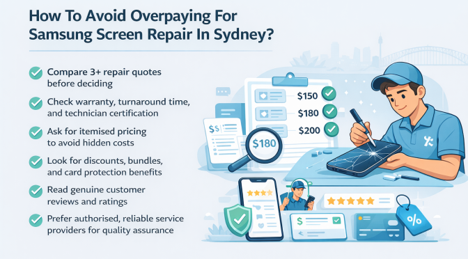 Trusted Samsung screen repair shop in Sydney repairing broken smartphone screens with genuine parts